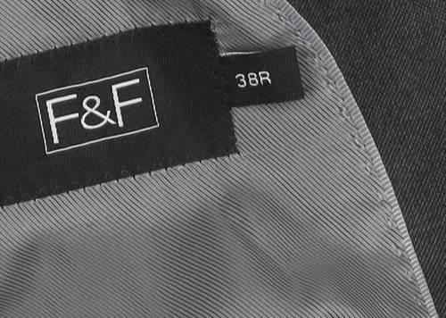 F&F Men’s Grey 38R Blazer Jacket Two-Button Notch Lapel Formal