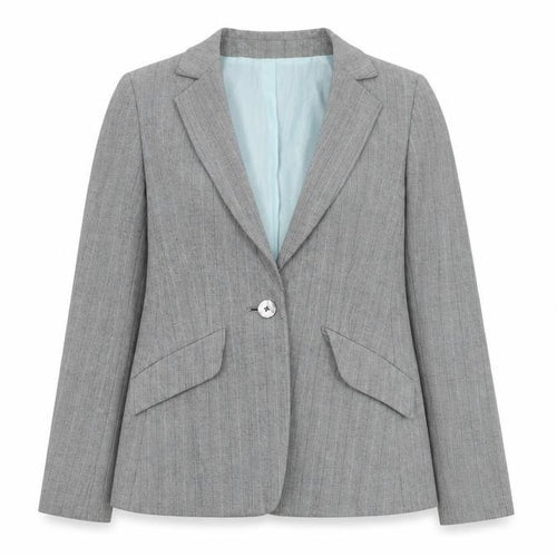 Marks and Spencer Women Grey Pinstripe Petite Suit Jacket Size 8P