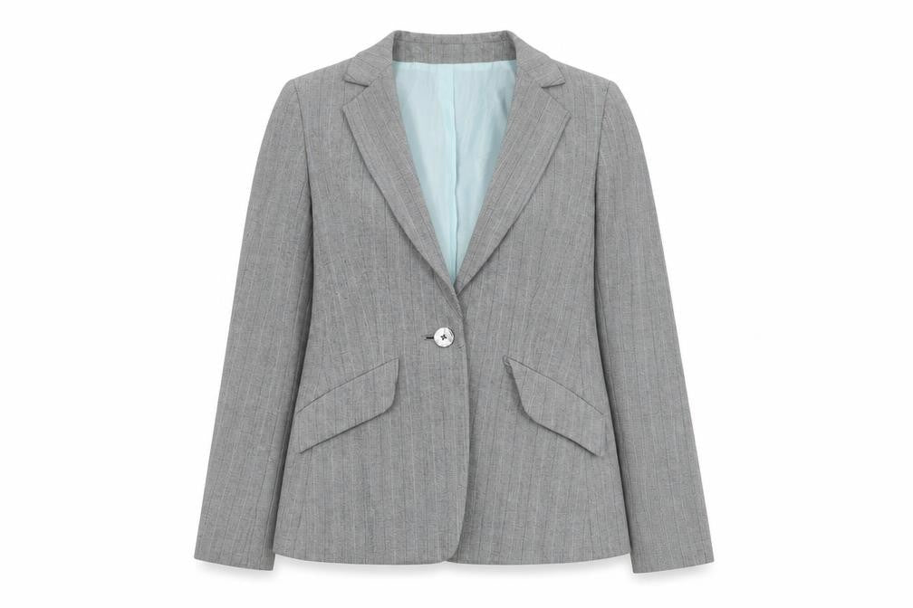 Marks and Spencer Women Grey Pinstripe Petite Suit Jacket Size 8P