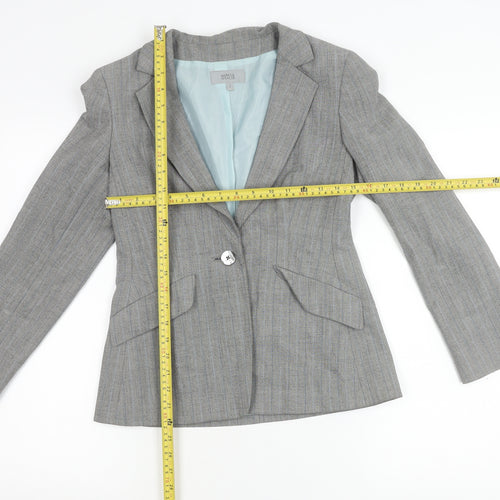 Marks and Spencer Women Grey Pinstripe Petite Suit Jacket Size 8P