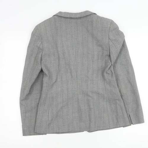 Marks and Spencer Women Grey Pinstripe Petite Suit Jacket Size 8P