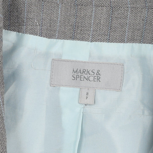 Marks and Spencer Women Grey Pinstripe Petite Suit Jacket Size 8P