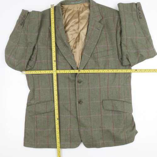 Alpendale Unisex Green Wool Checked Tweed Suit Jacket Size 44 Classic Country Style