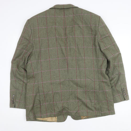 Alpendale Unisex Green Wool Checked Tweed Suit Jacket Size 44 Classic Country Style