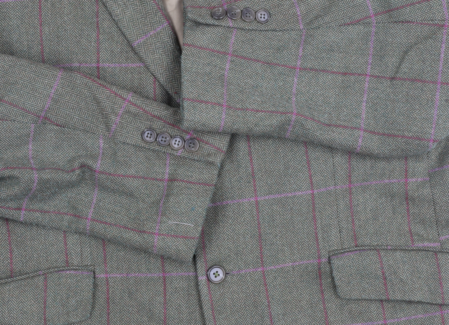 Alpendale Unisex Green Wool Checked Tweed Suit Jacket Size 44 Classic Country Style