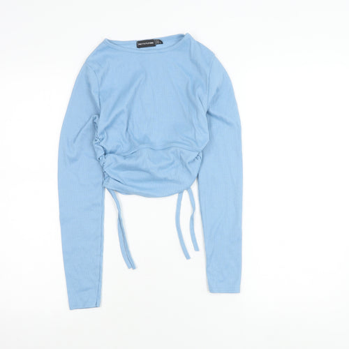 PrettyLittleThing Womens Blue Size 8 Cropped Long Sleeve Top