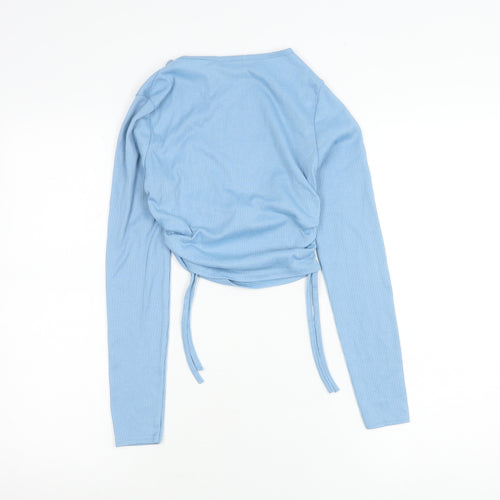 PrettyLittleThing Womens Blue Size 8 Cropped Long Sleeve Top