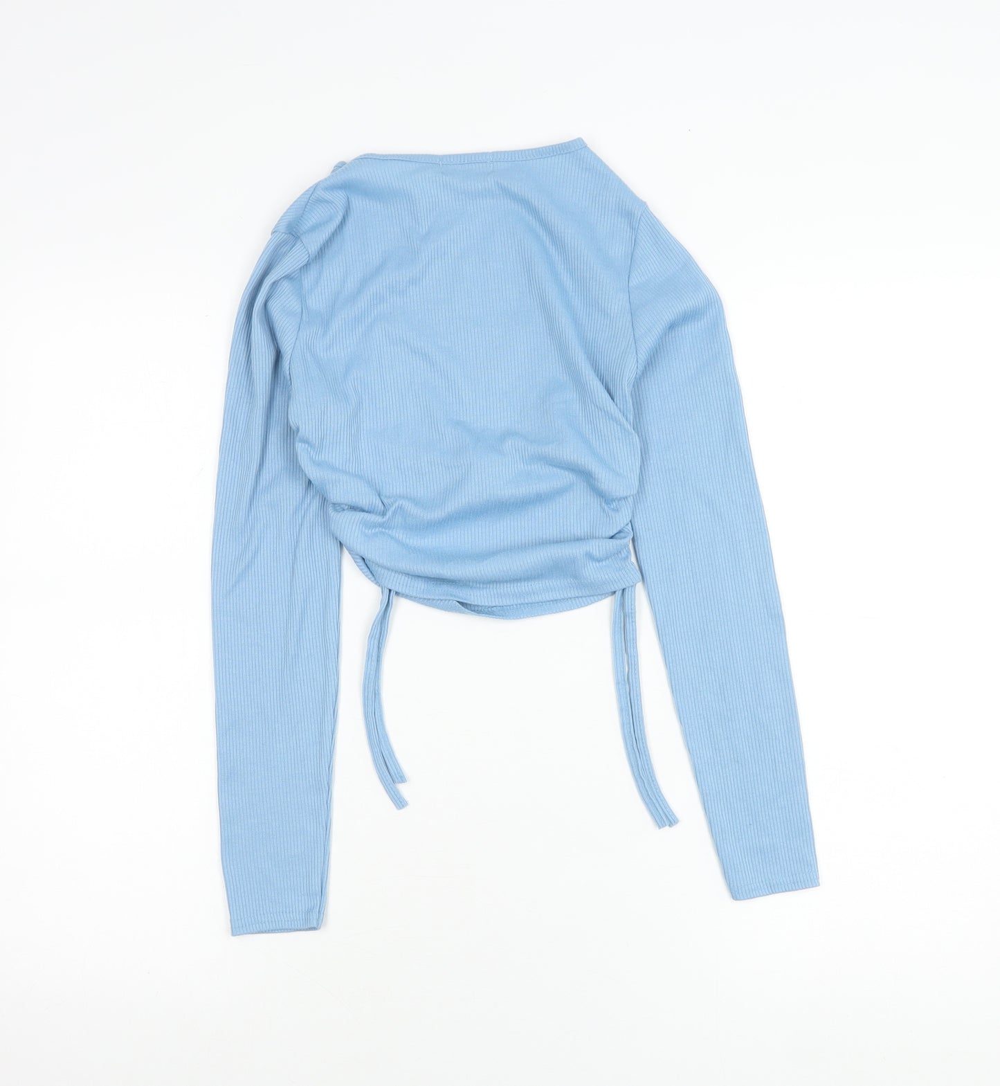 PrettyLittleThing Womens Blue Size 8 Cropped Long Sleeve Top