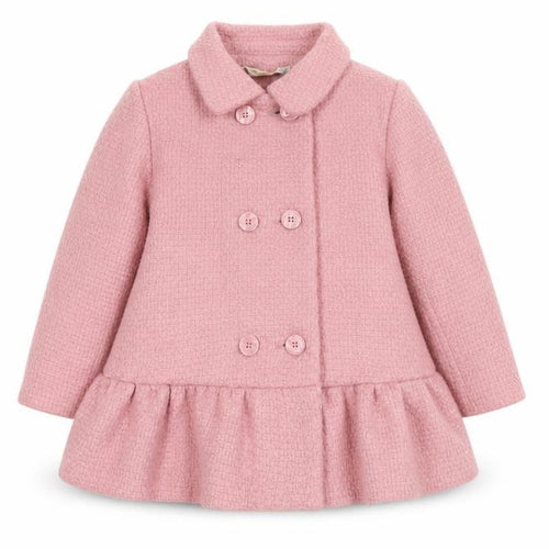 Molly n' Jack Girls Pink 3-4Y Double-Breasted Coat with Ruffle Hem