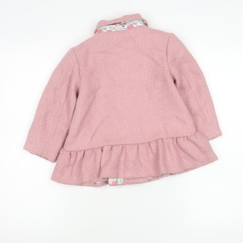 Molly n' Jack Girls Pink 3-4Y Double-Breasted Coat with Ruffle Hem