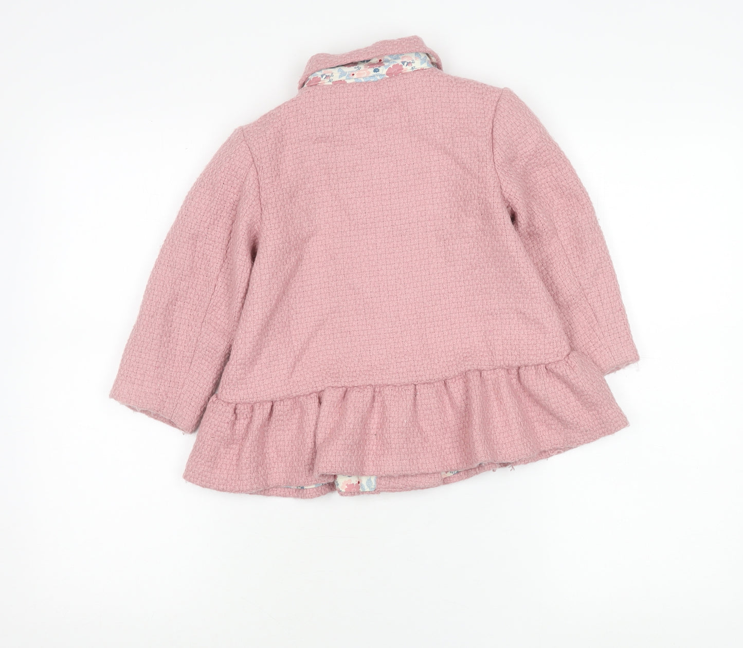Molly n' Jack Girls Pink 3-4Y Double-Breasted Coat with Ruffle Hem
