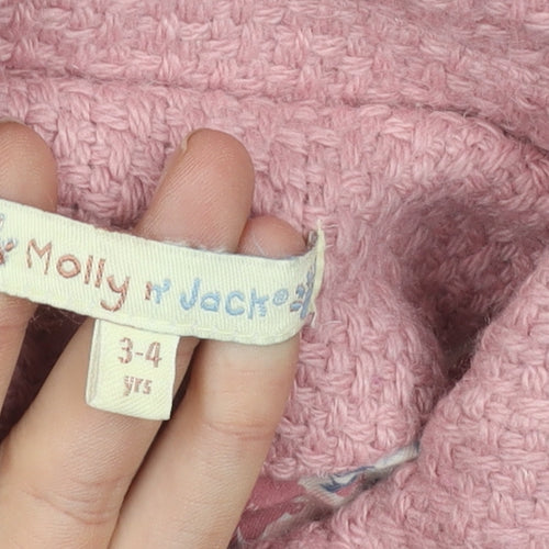 Molly n' Jack Girls Pink 3-4Y Double-Breasted Coat with Ruffle Hem