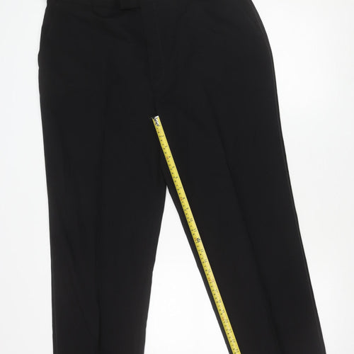 Moss Bros Men's Black Wool Blend Dress Trousers 38S Regular Fit
