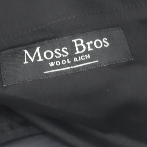Moss Bros Men's Black Wool Blend Dress Trousers 38S Regular Fit