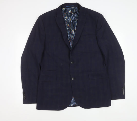 Next Men's Blue Check Slim Fit Blazer Jacket 44L