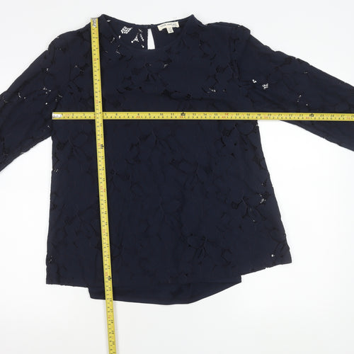 Faith and Joy Womens Blue Lace Tunic Blouse XL 3/4 Sleeve Round Neck