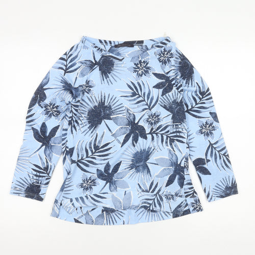 Marks and Spencer Women’s Blue Floral Boat Neck 3/4 Sleeve T-Shirt Size 6