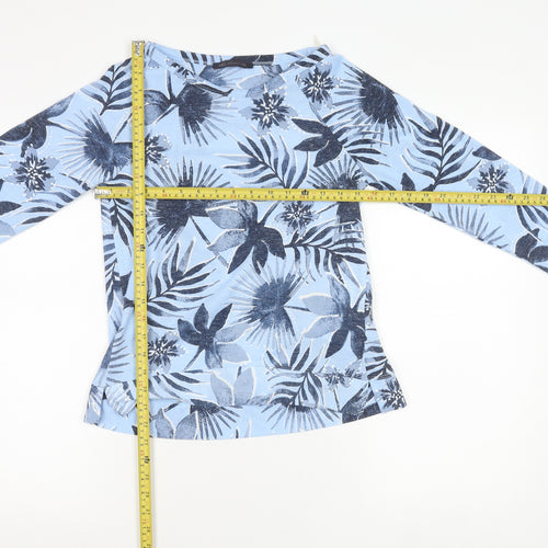 Marks and Spencer Women’s Blue Floral Boat Neck 3/4 Sleeve T-Shirt Size 6