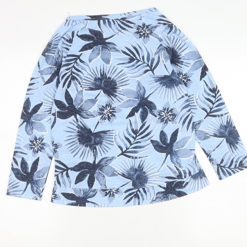 Marks and Spencer Women’s Blue Floral Boat Neck 3/4 Sleeve T-Shirt Size 6