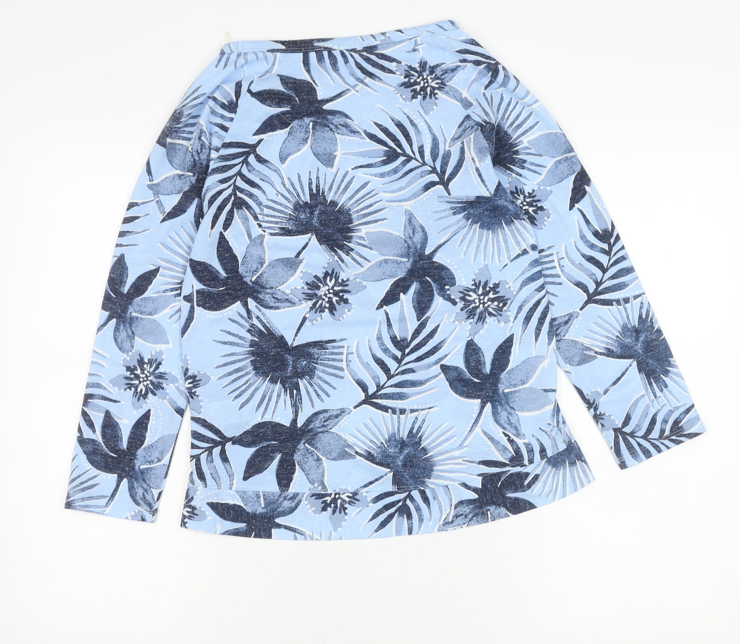 Marks and Spencer Women’s Blue Floral Boat Neck 3/4 Sleeve T-Shirt Size 6