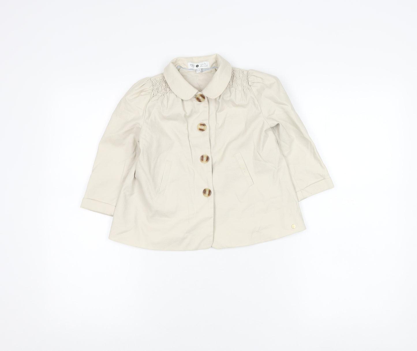 Marks and Spencer Girls Beige Coat 2-3 Years Basic Mid-Length Lined