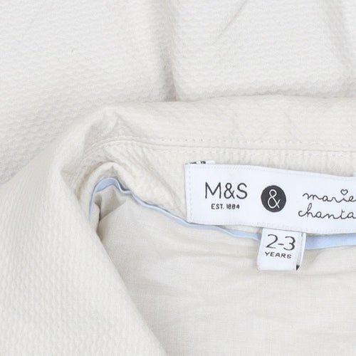 Marks and Spencer Girls Beige Coat 2-3 Years Basic Mid-Length Lined