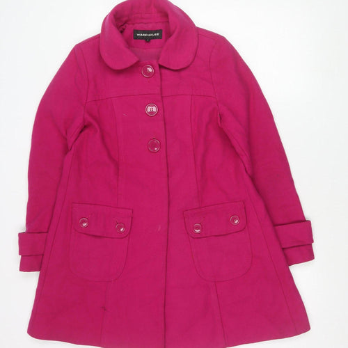 Warehouse Women’s Pink Wool Blend Mid-Length Coat Size 10