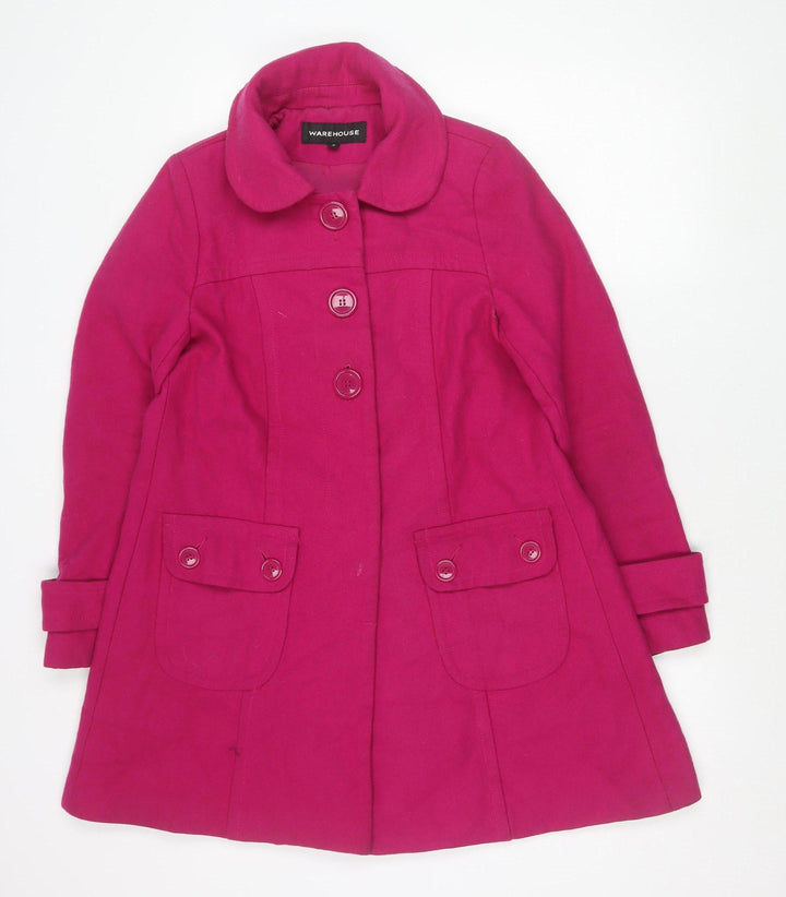 Warehouse Women’s Pink Wool Blend Mid-Length Coat Size 10