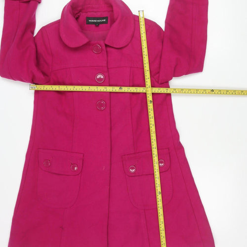 Warehouse Women’s Pink Wool Blend Mid-Length Coat Size 10