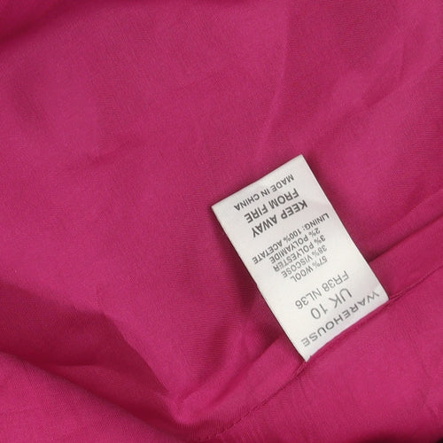 Warehouse Women’s Pink Wool Blend Mid-Length Coat Size 10