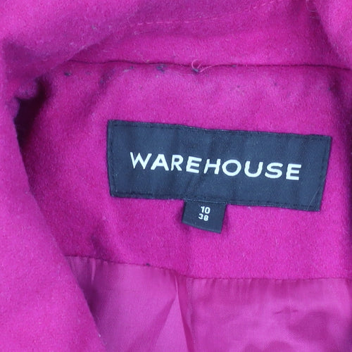 Warehouse Women’s Pink Wool Blend Mid-Length Coat Size 10