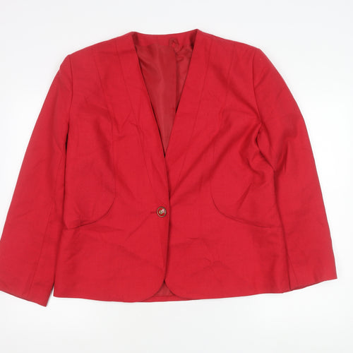 Debenhams Women Red Blazer Size 16 Tailored Single-Breasted Jacket