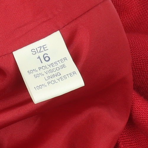 Debenhams Women Red Blazer Size 16 Tailored Single-Breasted Jacket