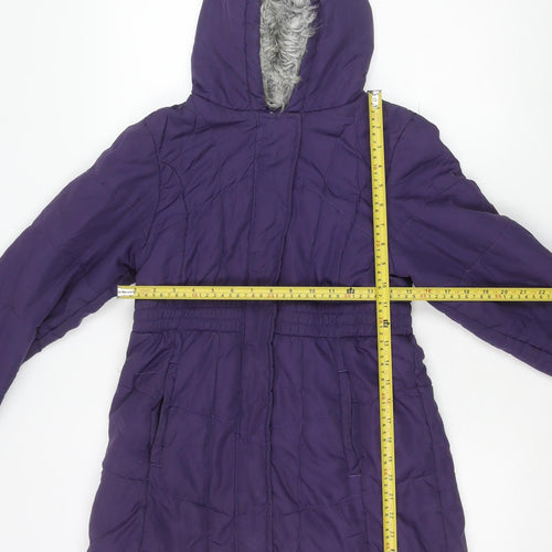 Peter Storm Girls Purple Puffer Coat 11-12 Years Hooded Winter Jacket