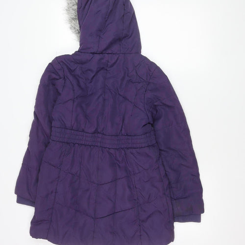 Peter Storm Girls Purple Puffer Coat 11-12 Years Hooded Winter Jacket