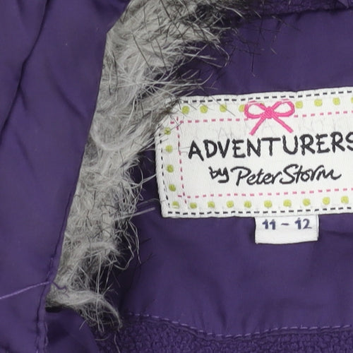 Peter Storm Girls Purple Puffer Coat 11-12 Years Hooded Winter Jacket