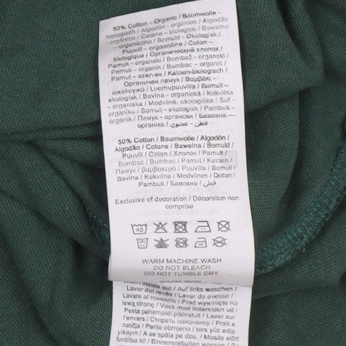 Selected Homme Men’s Green Long Sleeve Graphic Cotton T-Shirt L