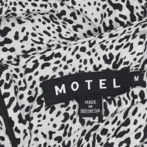 Motel Women’s Black White Animal Print Mini Bodycon Dress M