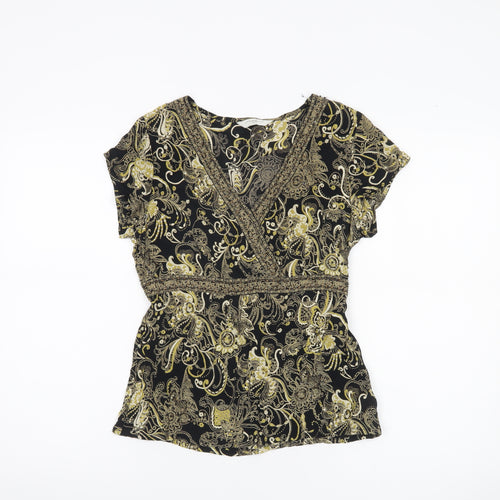 New Look Women’s Black Paisley Viscose Wrap Blouse UK 10