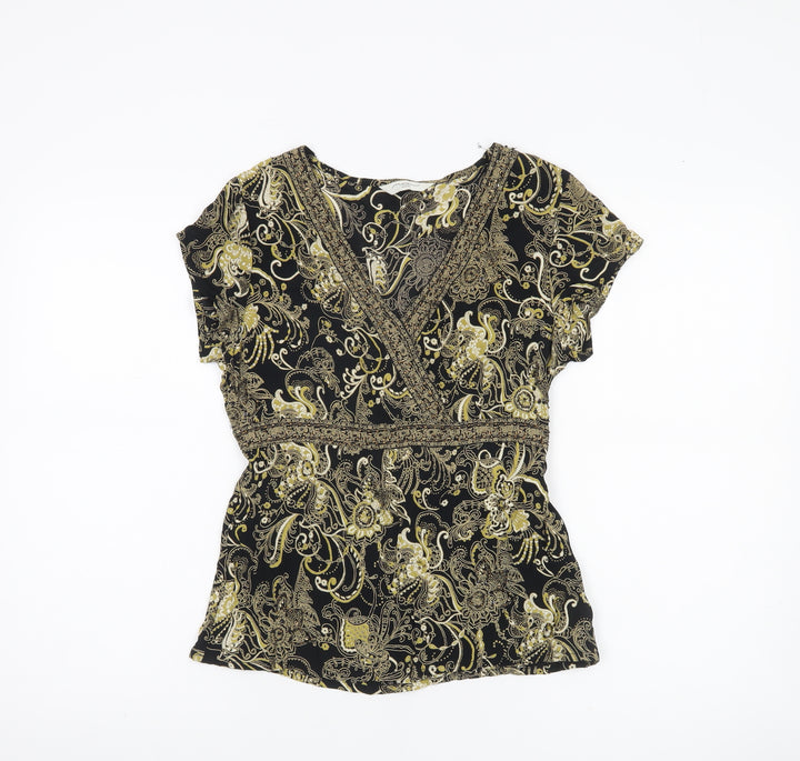 New Look Women’s Black Paisley Viscose Wrap Blouse UK 10