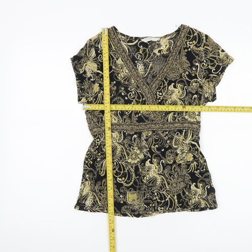 New Look Women’s Black Paisley Viscose Wrap Blouse UK 10