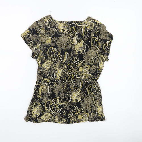 New Look Women’s Black Paisley Viscose Wrap Blouse UK 10