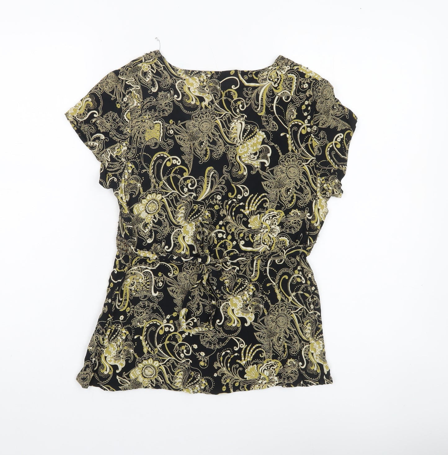 New Look Women’s Black Paisley Viscose Wrap Blouse UK 10