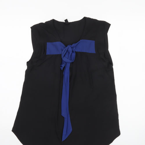 Vero Moda Womens Black Blue Bow Tunic Blouse Sleeveless Size L