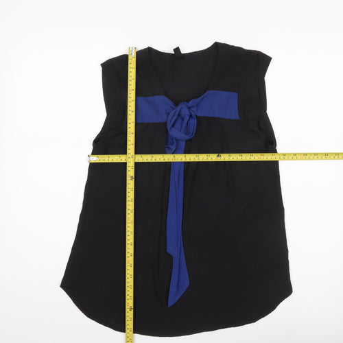 Vero Moda Womens Black Blue Bow Tunic Blouse Sleeveless Size L