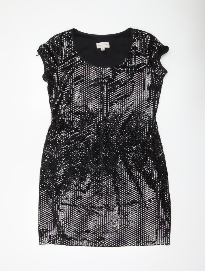 Ronni Nicole Women Black Sequin Sheath Party Dress Size 12
