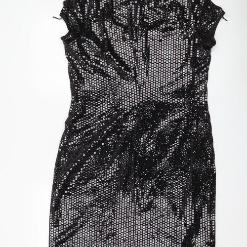 Ronni Nicole Women Black Sequin Sheath Party Dress Size 12