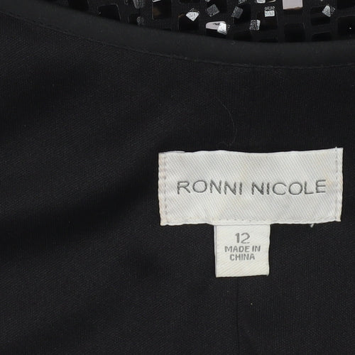 Ronni Nicole Women Black Sequin Sheath Party Dress Size 12