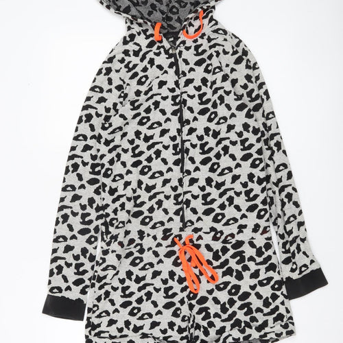 River Island Women’s Grey Animal Print Hooded Playsuit Size S