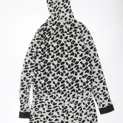 River Island Women’s Grey Animal Print Hooded Playsuit Size S